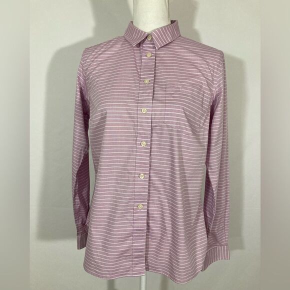 Duluth Trading Co. Shirt Womens M Purple White Stripe Button Up Workwear - Picture 2 of 10